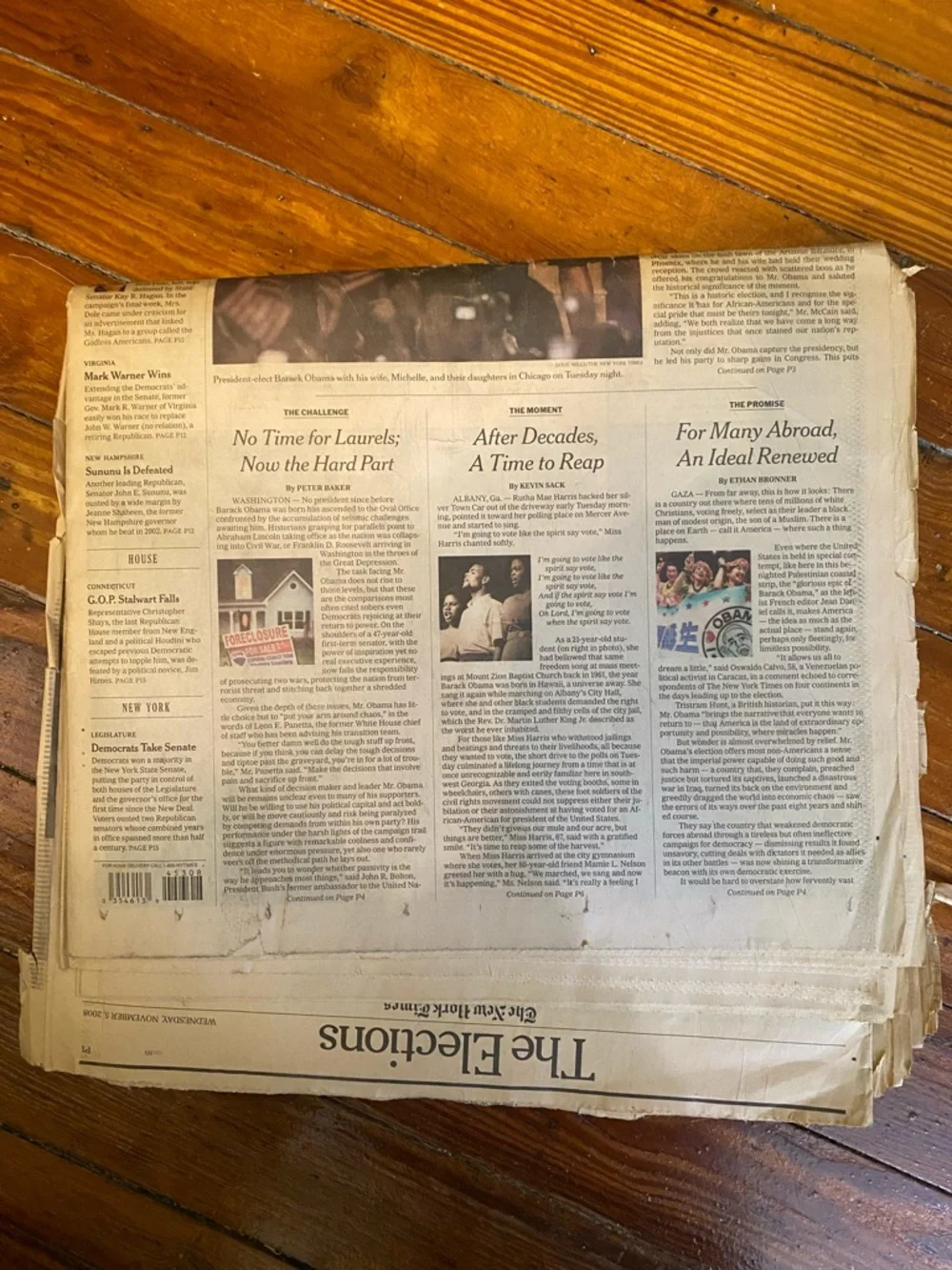 The New York Times Obama Front Page Newspaper